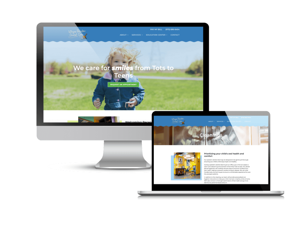 Pediatric dental website design: the Wayne Pediatric Dental Care website Creare designed and built