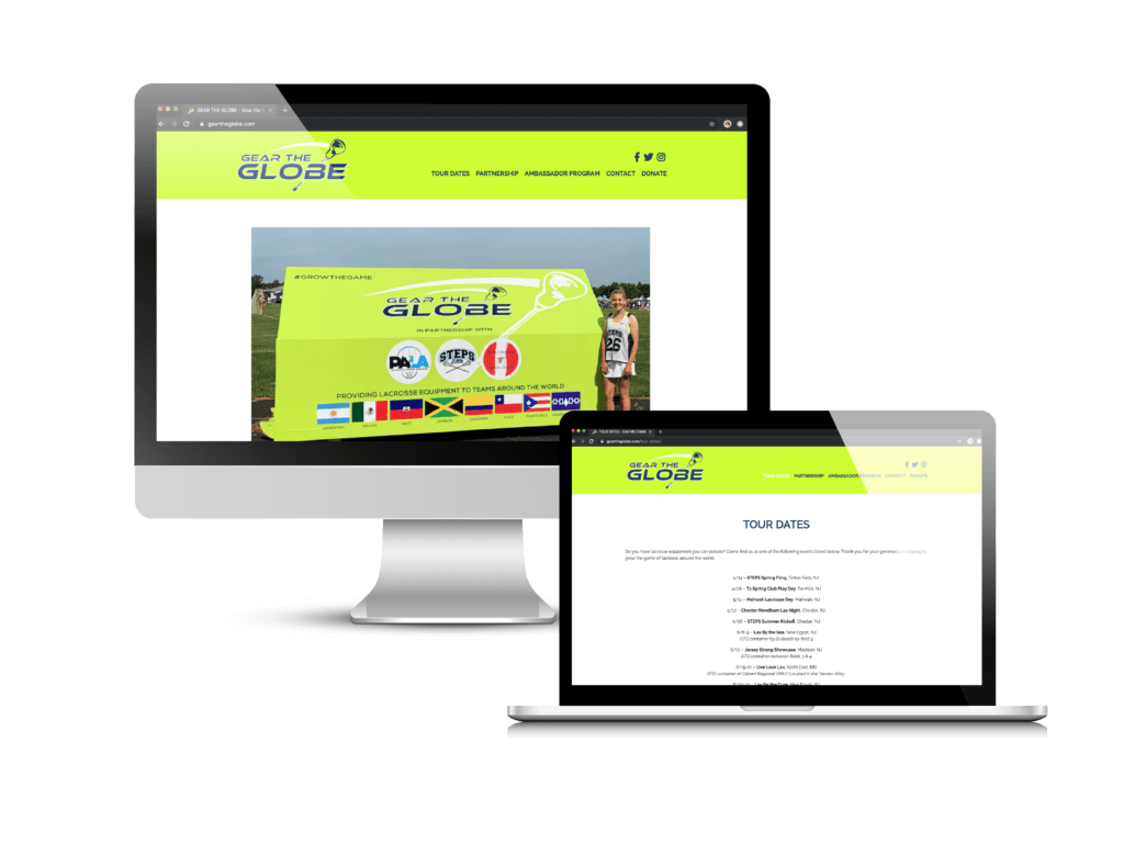 Lacrosse non-profit website: the Gear the Globe website Creare designed and built