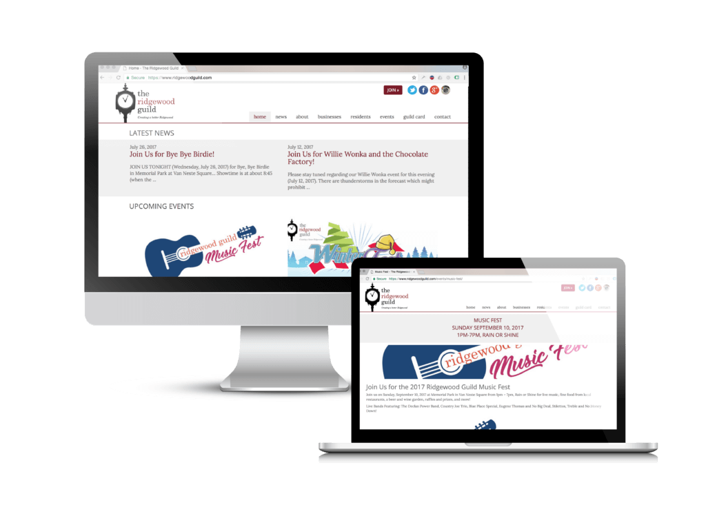 Downtown association website: the Ridgewood Guild website Creare designed and built