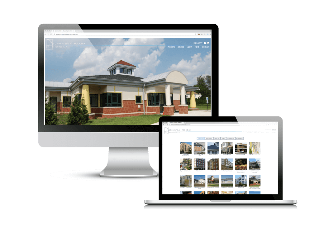 Architecture firm website design: the Sonnenfeld + Trocchia website Creare designed and built