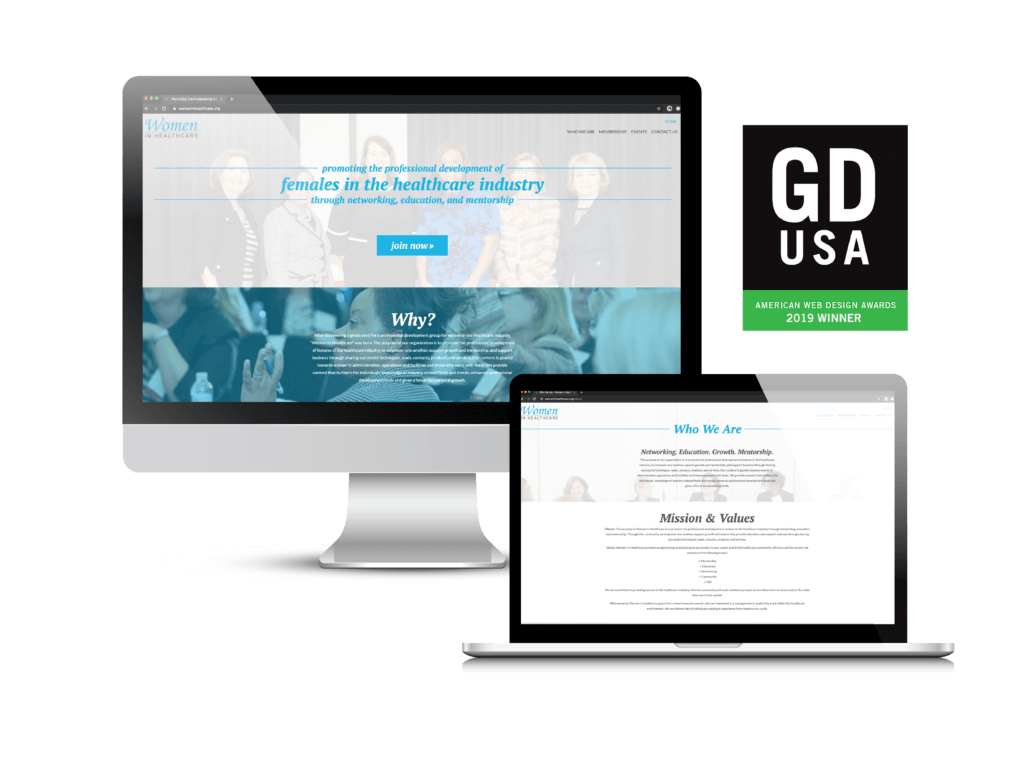 Membership association website: the Women in Healthcare website Creare designed and built