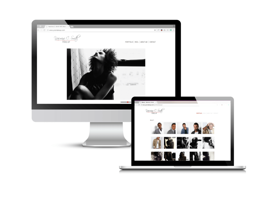 Makeup artist website design: the Yasmina C. Smith Makeup website Creare designed and built