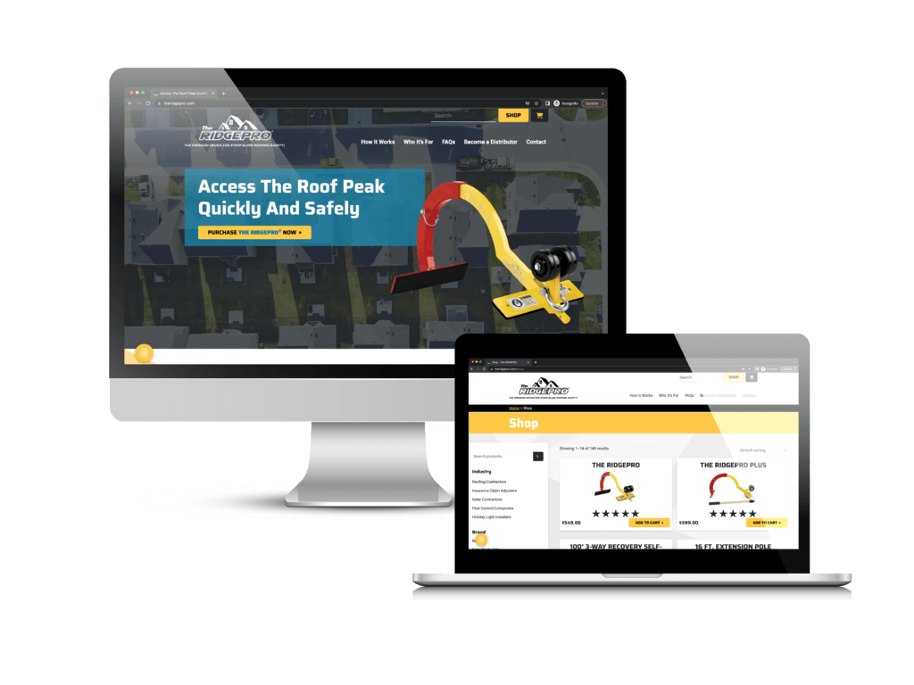 Ecommerce website design: The RIDGEPRO website Creare designed and built