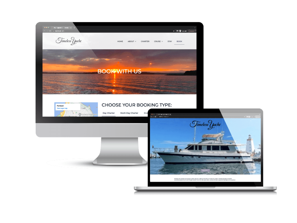 Yacht charter website design: the Timeless Yacht website Creare designed and built
