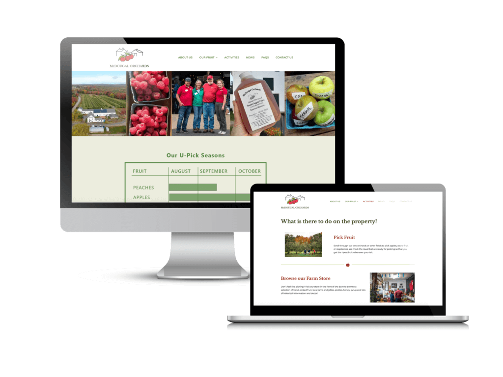 Orchard website design: the McDougal Orchards website Creare designed and built