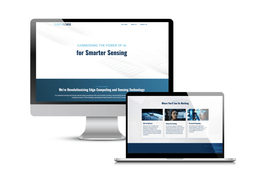 Tech startup website: the Tempo Sense website Creare designed and built
