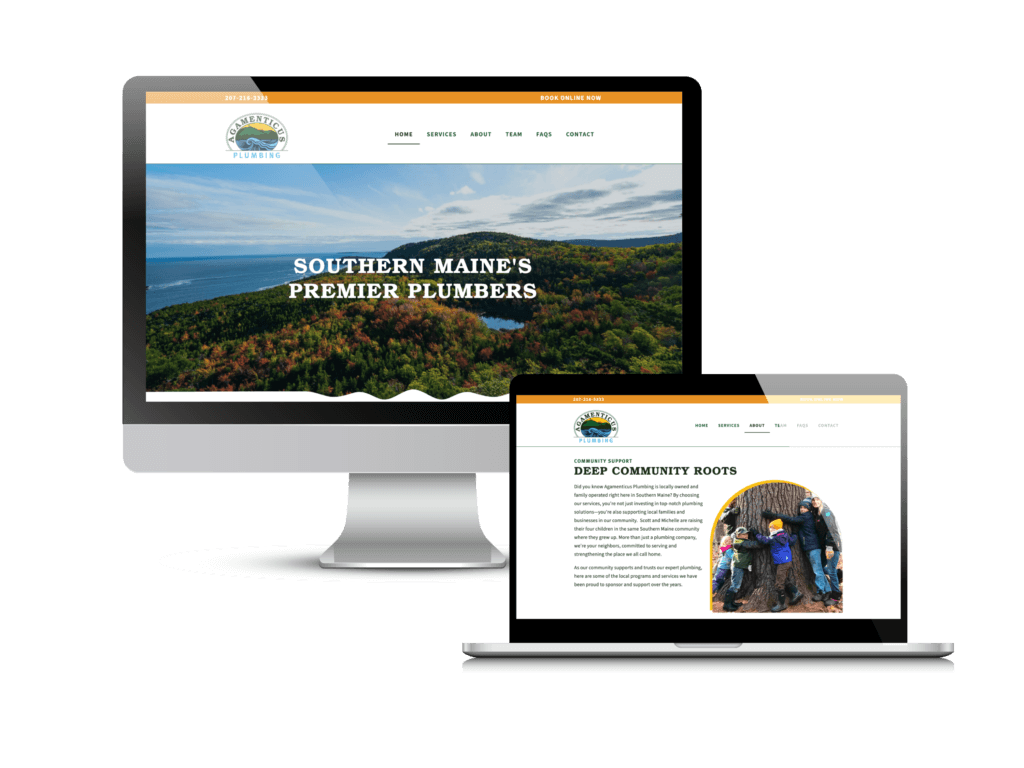 Plumbing website design: the Agamenticus Plumbing website Creare designed and built