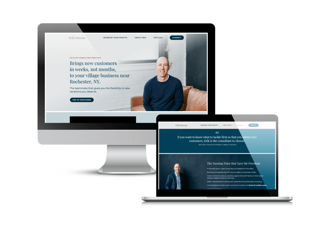 Consultant website design: the Erik Duncan website Creare designed and built