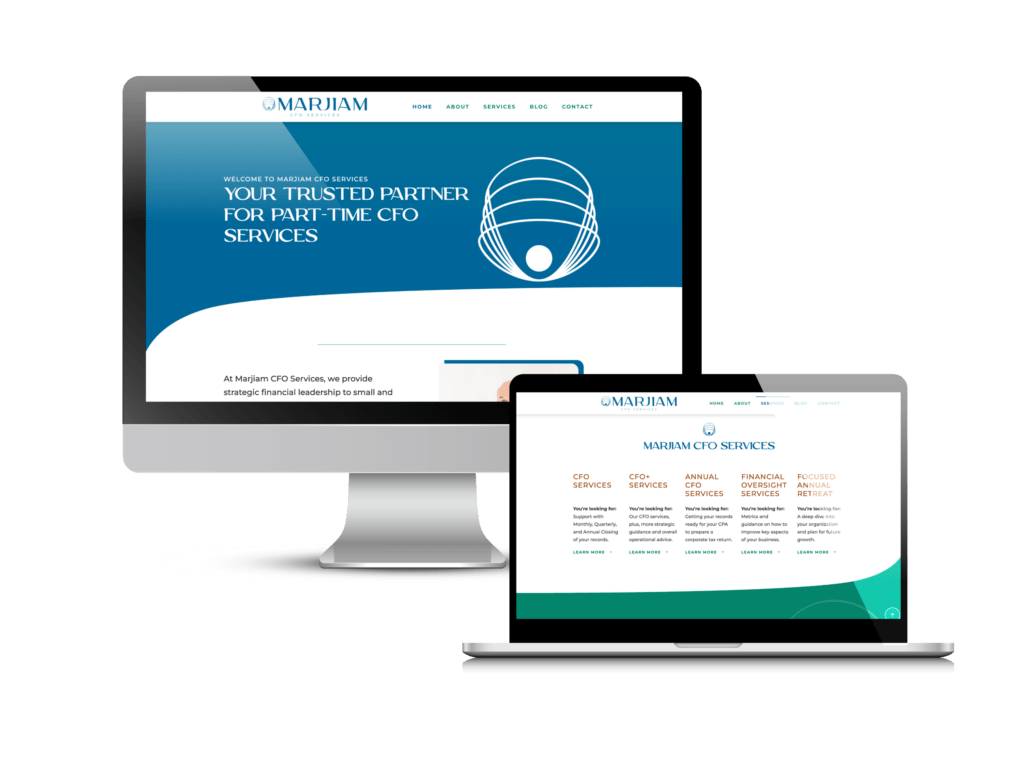 Fractional CFO website design: the Marjiam CFO Services website Creare designed and built