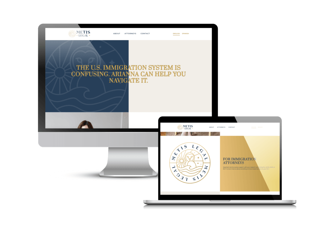 Immigration lawyer website design: the Metis Legal website Creare designed and built