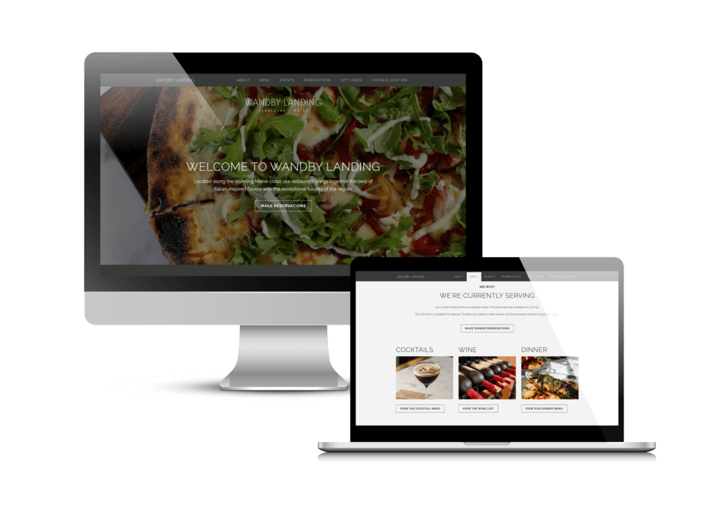 Restaurant website design: the Wandby Landing website Creare designed and built