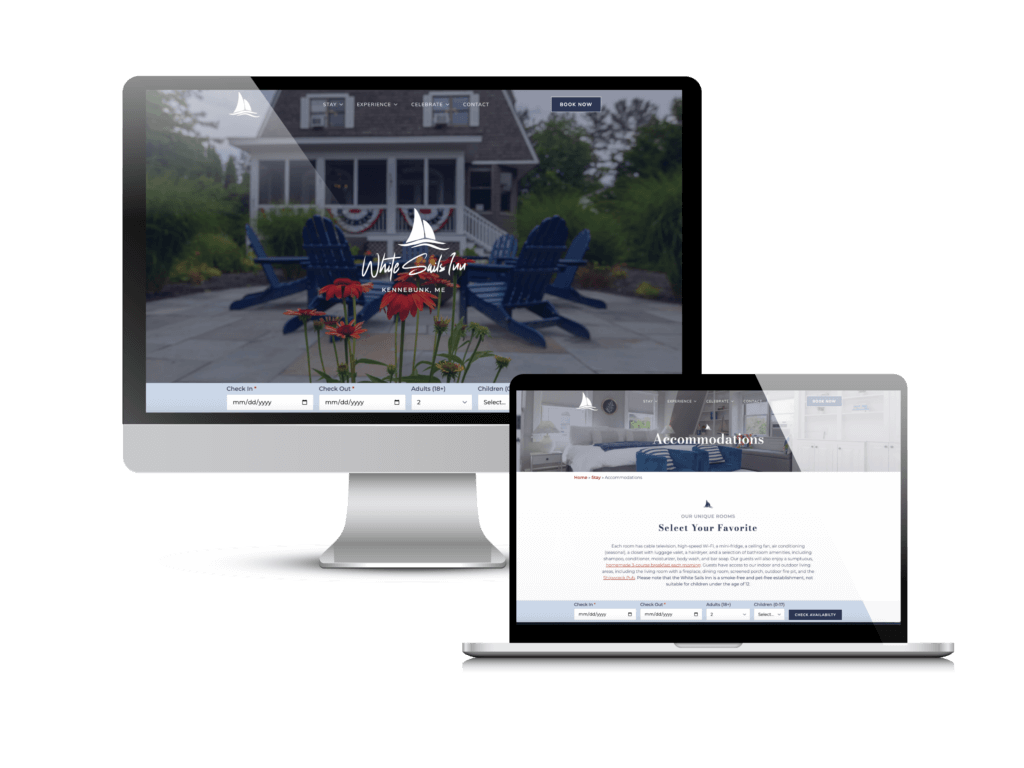 Inn website design: the White Sails Inn website Creare designed and built