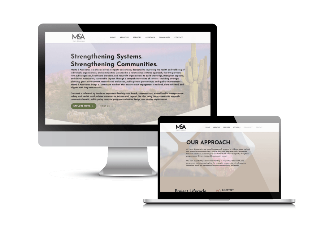 Non-profit consulting website: the Martz and Associates website Creare designed and built