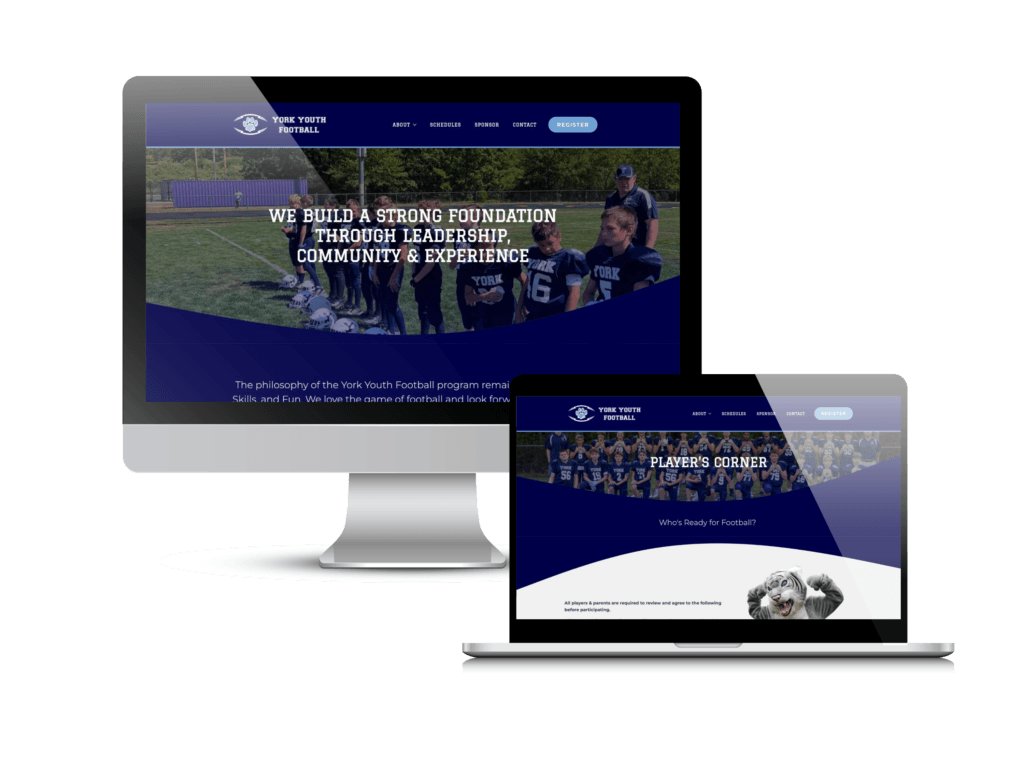 Youth football website design: the York Youth Football website Creare designed and built